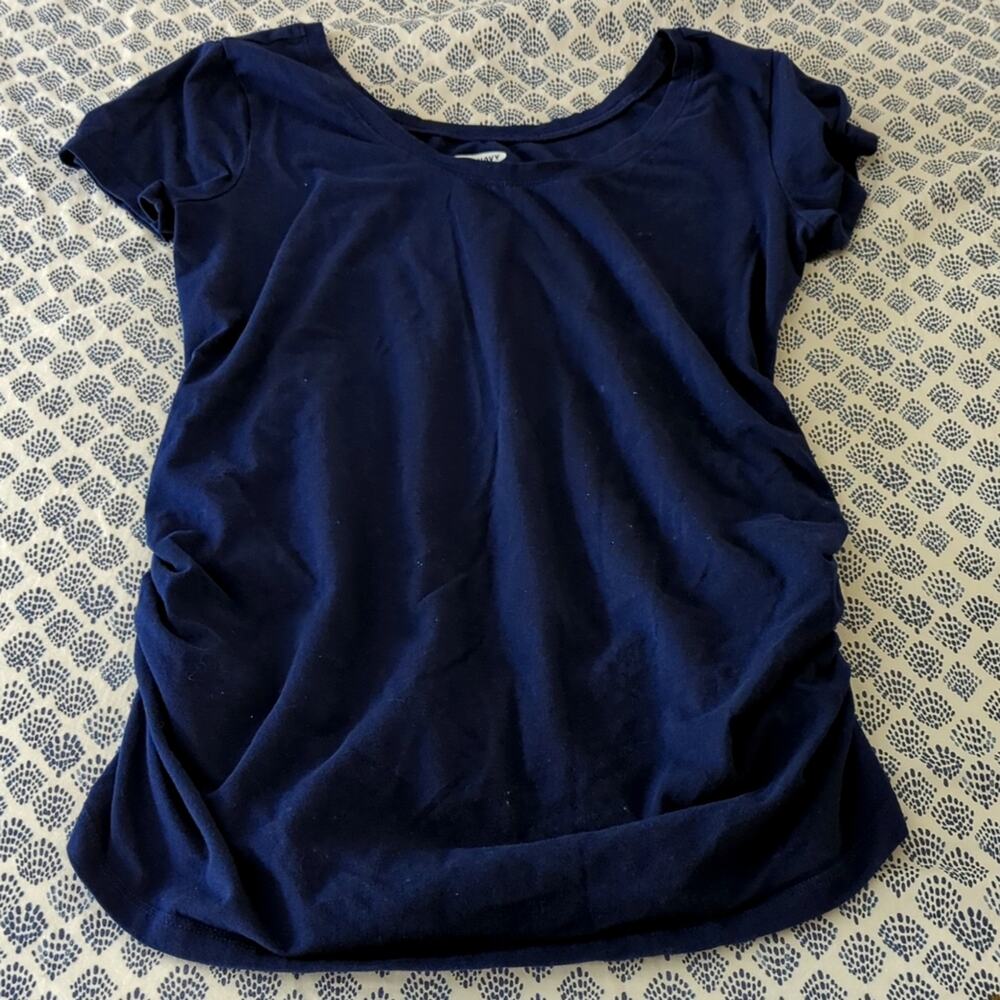 Old Navy Blue Short Sleeve Stretchy Comy Ruched Maternity Top Tee Shirt